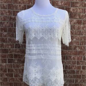 White House Black Market Elegant Lace White Top